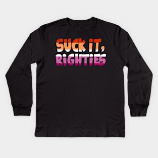 Suck it Righties Lesbian Pride Kids Long Sleeve T-Shirt